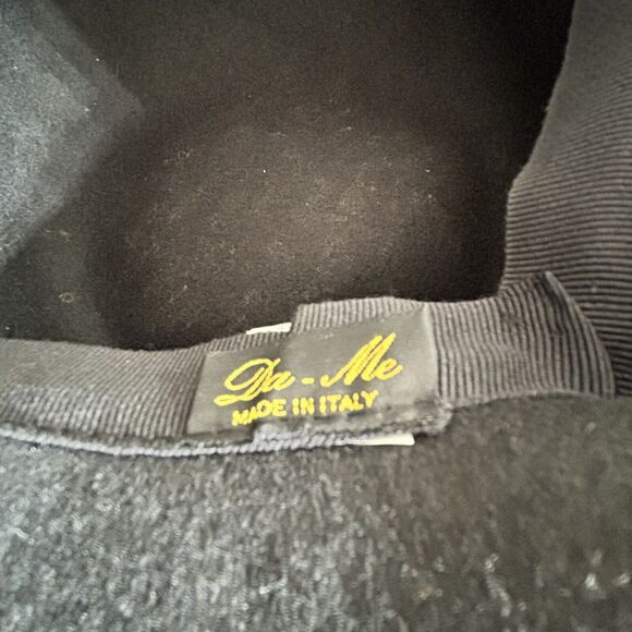 DA-Me Vintage Women's Black 100% Wool Hat with Black and White Lace Trim - Picture 6 of 7